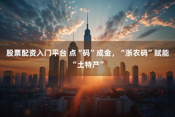 股票配资入门平台 点“码”成金，“浙农码”赋能“土特产”