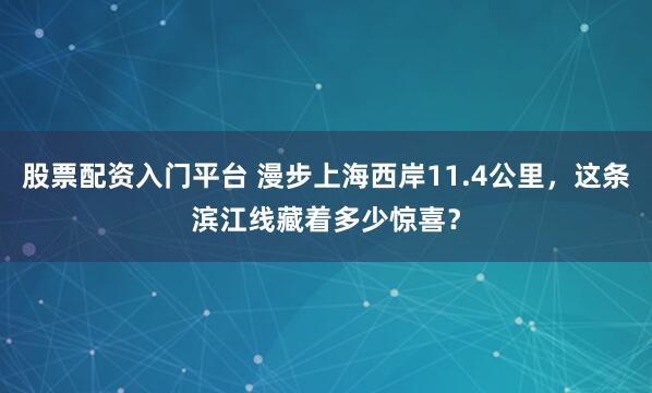 股票配资入门平台 漫步上海西岸11.4公里，这条滨江线藏着多少惊喜？